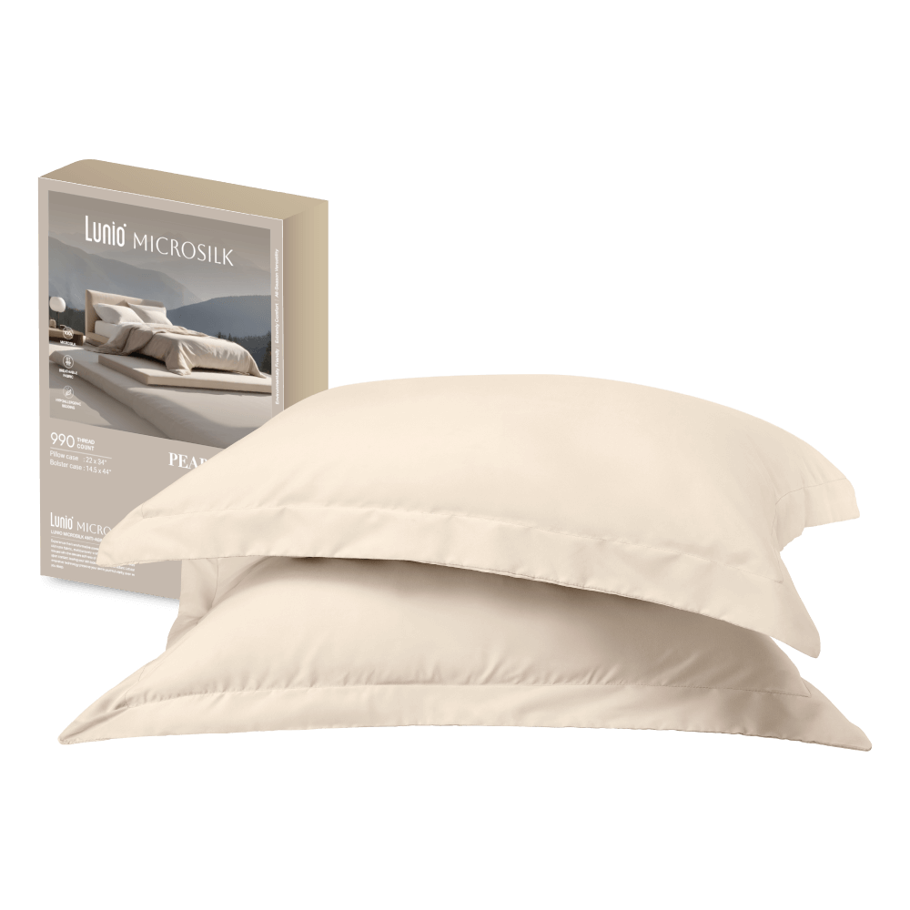 ปลอกหมอน Lunio Microsilk Pillow Case สีเบจไข่มุก Pearl Beige จำนวน2ชิ้น_0